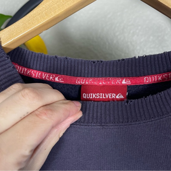 Vtg 90s Y2K Quiksilver Hoodie L Pullover Sweatshirt Grunge Trashed Distressed - Picture 6 of 13